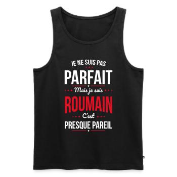 Je ne suis pas parfait mais je suis Roumain - Débardeur bio Premium Homme - noir - Devant - Michal (187cm)