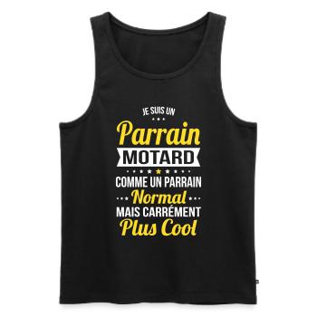 Parrain motard comme un parrain normal plus cool - Débardeur bio Premium Homme - noir - Devant - Michal (187cm)