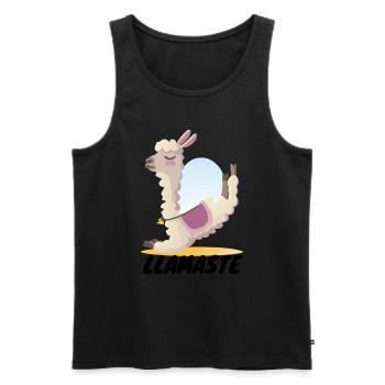 Llama Lama Makes Yoga Animal Trend Sayings Gift - Men's Premium Organic Tank Top - black - Front - AI Model Male 178 light (178cm)