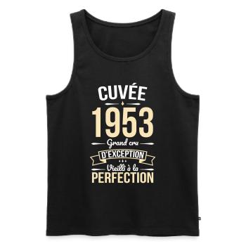 Anniversaire 70 ans - Cuvée 1953 - Cadeau Humour - Débardeur bio Premium Homme - noir - Devant - Michal (187cm)