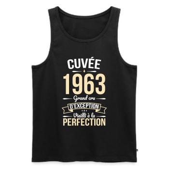 Anniversaire 60 ans - Cuvée 1963 - Cadeau Humour - Débardeur bio Premium Homme - noir - Devant - Michal (187cm)