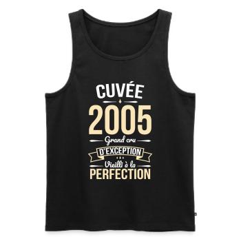 Anniversaire 20 ans - Cuvée 2005 - Cadeau Humour - Débardeur bio Premium Homme - noir - Devant - Michal (187cm)