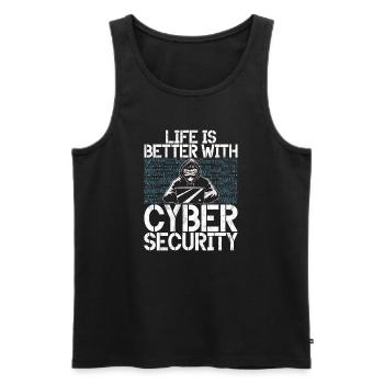 Piratage informatique en cybersécurité - Débardeur bio Premium Homme - noir - Devant - AI Model Male 178 light (178cm)
