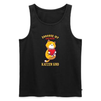 Zuhause ist wo meine Katzen sind Katze Damen Mädch - Männer Premium Bio Tank Top - Schwarz - Vorne - Michal (187cm)