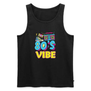 80s Vibe 1980s Fashion Theme Party Outfit Eighties - Men's Premium Organic Tank Top - black - Front - AI Model Male 178 light (178cm)