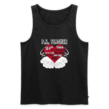 PE Teacher PE Teacher Full Heart - Men's Premium Organic Tank Top - black - Front - Michal (187cm)