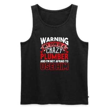 Plumber My Son Is A Crazy Plumber - Men's Premium Organic Tank Top - black - Front - Michal (187cm)