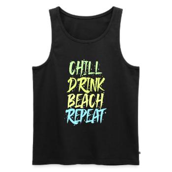 Cocktails alcoolisés sur la plage - Débardeur bio Premium Homme - noir - Devant - AI Model Male 178 light (178cm)