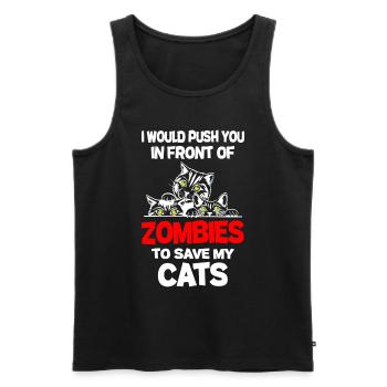 Pushed You In Front Of Zombies To Save My Cats - Männer Premium Bio Tank Top - Schwarz - Vorne - AI Model Male 178 light (178cm)