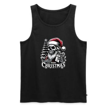 Spooky Santa Claus Skull with Parcel - Men's Premium Organic Tank Top - black - Front - AI Model Male 178 light (178cm)