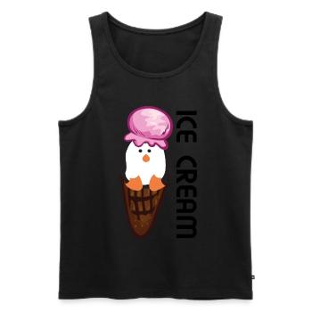 Drôle de glace de pingouin dans la gaufre - ICE CREAM - Débardeur bio Premium Homme - noir - Devant - Michal (187cm)