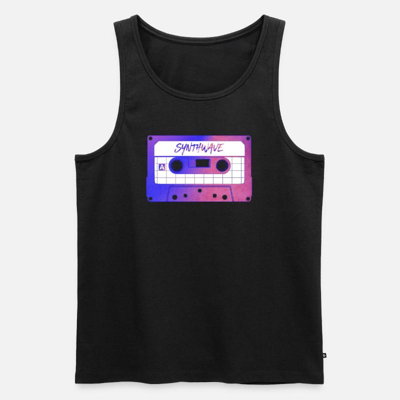 Retrowave Synthwave 80s Design - Männer Premium Bio Tank Top - Schwarz