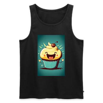 happy Cupcake Muffin mit Kirsche on Top - Männer Premium Bio Tank Top - Schwarz - Vorne - Michal (187cm)