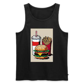 Burger Menu 8 Bit retro Oldschool Gamer - Männer Premium Bio Tank Top - Schwarz - Vorne - AI Model Male 178 light (178cm)