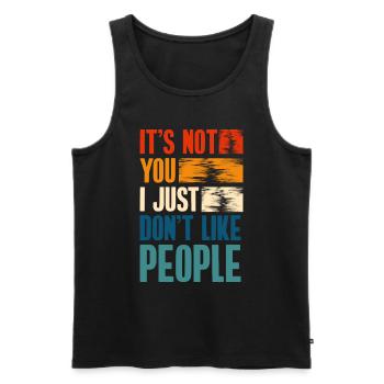 Sarcasm Crowd Misanthropy Rejection - Men's Premium Organic Tank Top - black - Front - AI Model Male 178 light (178cm)