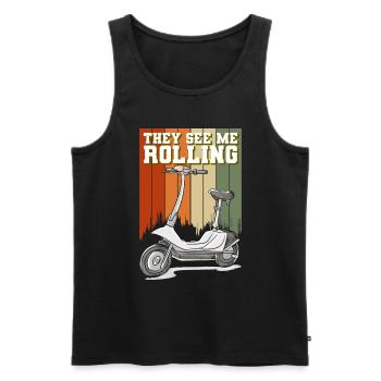 E-Scooter Elektrik Scooter Sport Fortbewegung - Männer Premium Bio Tank Top - Schwarz - Vorne - AI Model Male 178 light (178cm)