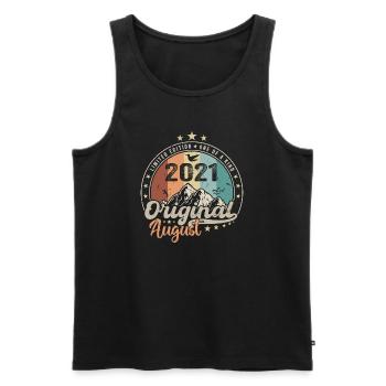 Août 2021 Cadeau D'anniversaire Août 2021 Vintage - Débardeur bio Premium Homme - noir - Devant - Michal (187cm)