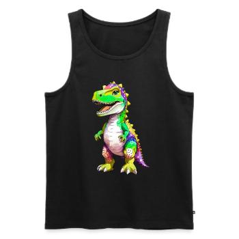 Rainbow T-Rex Dinosaur - Men's Premium Organic Tank Top - black - Front - AI Model Male 178 light (178cm)