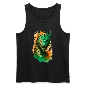 majestätischer Drache in Flammen - Männer Premium Bio Tank Top - Schwarz - Vorne - AI Model Male 178 light (178cm)