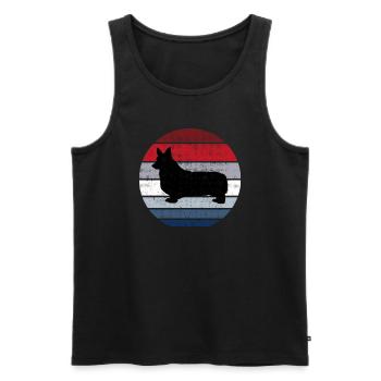 Corgi race chien reine rétro animal spirituel - Débardeur bio Premium Homme - noir - Devant - AI Model Male 178 light (178cm)