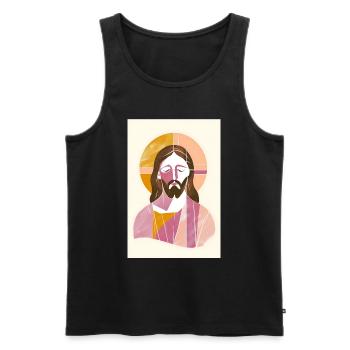 Jésus Art mural, Téléchargement numérique, Boho Jésus - Débardeur bio Premium Homme - noir - Devant - AI Model Male 178 light (178cm)