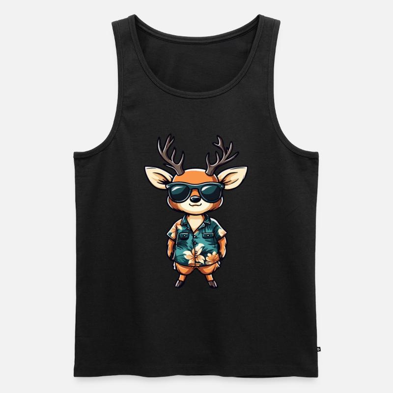 Deer Comic Funny Summer - Men's Premium Organic Tank Top - black
