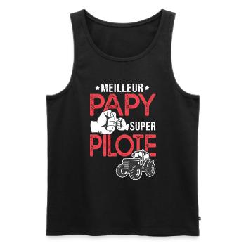 Cadeau papy meilleur pilote tracteur agriculteur - Débardeur bio Premium Homme - noir - Devant - Michal (187cm)