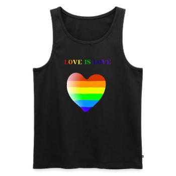 Idée cadeau coeur arc-en-ciel LGBT L'amour c'est l'amour - Débardeur bio Premium Homme - noir - Devant - AI Model Male 178 light (178cm)
