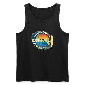 Pompier Retraité surfeur for ever - Débardeur bio Premium Homme - noir - Devant - Michal (187cm)