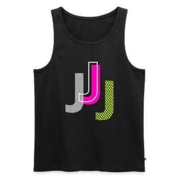 J Buchstabe - Männer Premium Bio Tank Top - Schwarz - Vorne - AI Model Male 178 light (178cm)