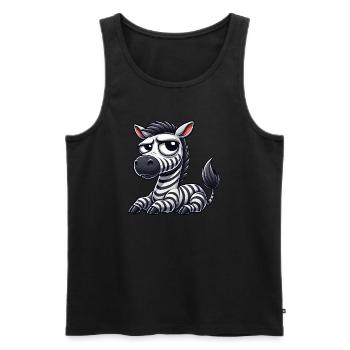 Zebra Cartoon Funny Bull Comic - Men's Premium Organic Tank Top - black - Front - Michal (187cm)