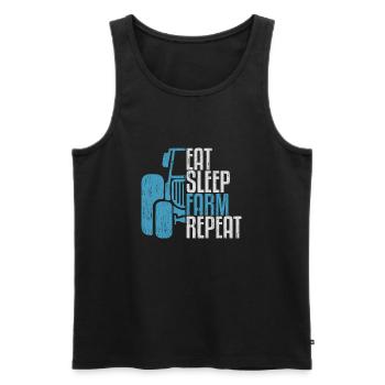 Eat Sleep Farm Repeat tractor saying gift - Men's Premium Organic Tank Top - black - Front - Michal (187cm)