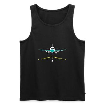 Flugzeug landet - Männer Premium Bio Tank Top - Schwarz - Vorne - AI Model Male 178 light (178cm)
