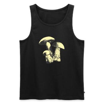 Weinlese-Pilz - Männer Premium Bio Tank Top - Schwarz - Vorne - Michal (187cm)