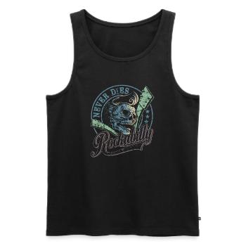 Rockabilly T-Shirt Skull Guitar - gift for - Männer Premium Bio Tank Top - Schwarz - Vorne - Michal (187cm)