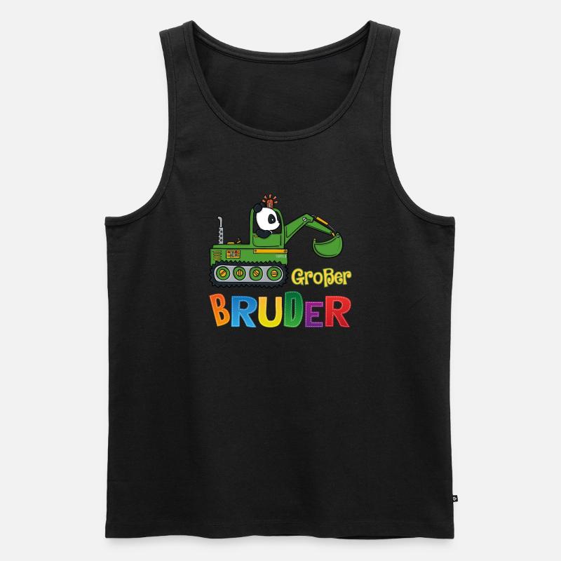 Großer Bruder Bagger Panda - Männer Premium Bio Tank Top - Schwarz