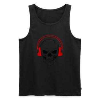 skull Dj music headphones Hardrock Techno House - Men's Premium Organic Tank Top - black - Front - AI Model Male 178 light (178cm)