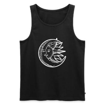 Sun Moon Sun Moon Good Night Meditation Crescent - Men's Premium Organic Tank Top - black - Front - AI Model Male 178 light (178cm)