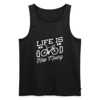 Life is Good Bicycle Sport Motivation - Men's Premium Organic Tank Top - black - Front - Michal (187cm)