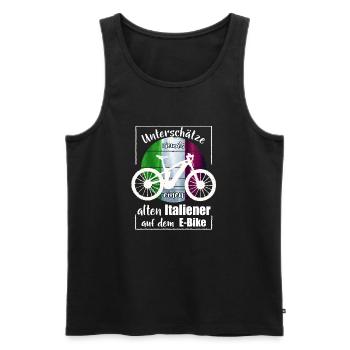 Italiener auf dem E Bike - Italien - Männer Premium Bio Tank Top - Schwarz - Vorne - Michal (187cm)