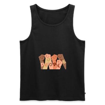 Contre le racisme Égalité Paix contre les nazis - Débardeur bio Premium Homme - noir - Devant - Michal (187cm)