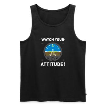 AVIATION: Watch Your Attitude - Männer Premium Bio Tank Top - Schwarz - Vorne - AI Model Male 178 light (178cm)