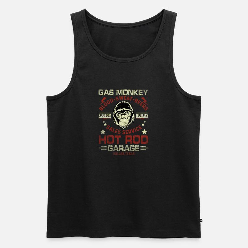 Monkey Garage Crossed Pistons Ribbon Distressed - Männer Premium Bio Tank Top - Schwarz
