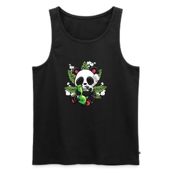 Cute Panda Smoking Weed - Men's Premium Organic Tank Top - black - Front - AI Model Male 178 light (178cm)