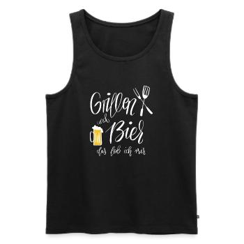 Grillen und Bier das Lob ich mir - Männer Premium Bio Tank Top - Schwarz - Vorne - Michal (187cm)