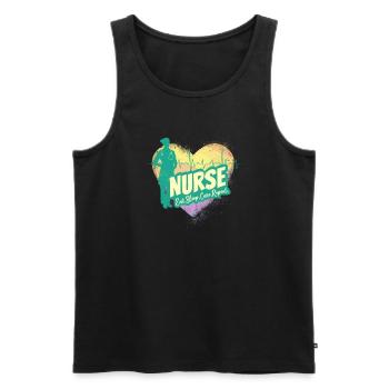 Infirmière Heartbeat Vintage Infirmière - Débardeur bio Premium Homme - noir - Devant - Michal (187cm)