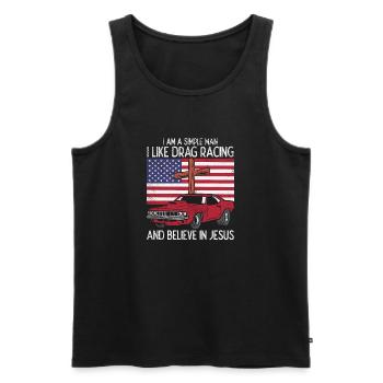 DRAG RACING / JESUS: Drag Racing & Jesus - Männer Premium Bio Tank Top - Schwarz - Vorne - Michal (187cm)