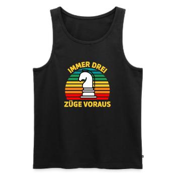 Immer drei Züge voraus Schach T-Shirt. - Männer Premium Bio Tank Top - Schwarz - Vorne - Michal (187cm)
