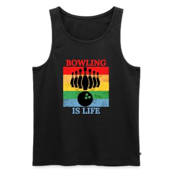 Bowling ist Leben T-Shirt - Männer Premium Bio Tank Top - Schwarz - Vorne - AI Model Male 178 light (178cm)