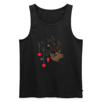 Cerf de Noël - Débardeur bio Premium Homme - noir - Devant - AI Model Male 178 light (178cm)